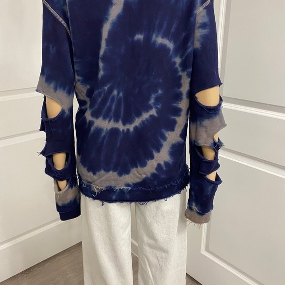 Alala Distressed Sweatshirt. Blue Tie Dye. Small. - Picture 12 of 16